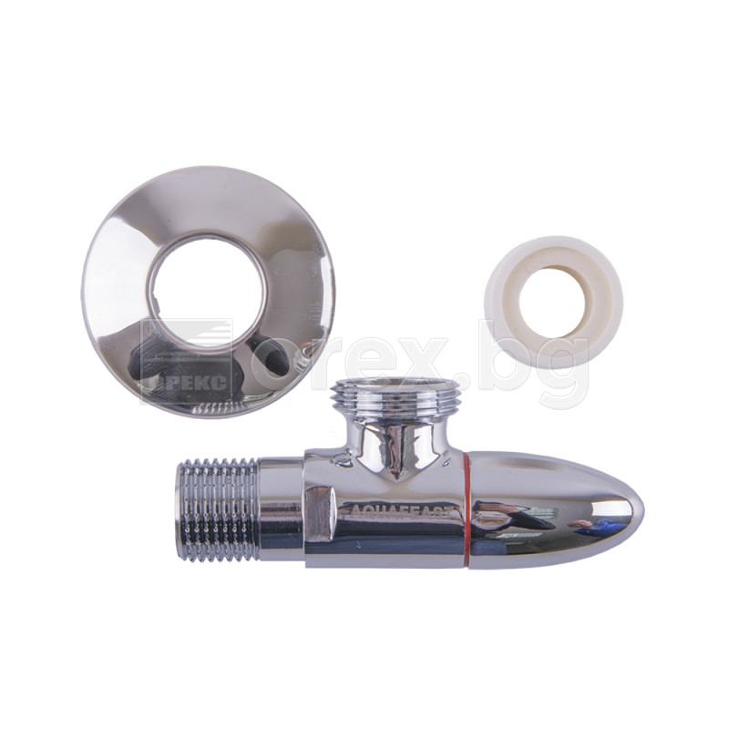 Спирателен кран ъглов с керамична глава 1/2''х3/4'' - с розетка и ...