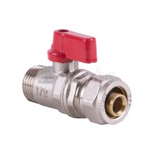 Сферичен спирателен кран - червен - G1/2''MхØ20