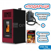 Пелетна Камина BURNiT Ambient 10kW, без водна риза - ФРЕНСКО БОРДО (гланц)