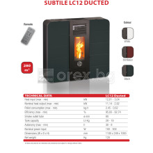 Пелетна Камина ARTEL Subtile LC12 - 12kW, с въздуховод, без водна риза - БОРДО (мат)