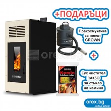 Пелетна Камина BURNiT Ambient 8kW, без водна риза - СЛОНОВА КОСТ (гланц)