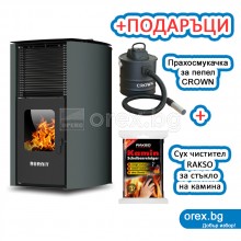 Пелетна Камина BURNiT Advant 4G - 13kW, с водна риза 11kW - СИВ АНТРАЦИТ (мат)