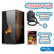 Пелетна Камина BURNiT Vision 4G - 25kW, с водна риза 21.5kW - КАФЯВО КАФЕ (гланц)