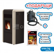 Пелетна камина ALFAPLAM Dino 17kW, с водна риза 15kW - БРОНЗОВ (мат)