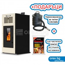Пелетна Камина BURNiT Ambient 8kW, без водна риза - СЛОНОВА КОСТ (гланц)