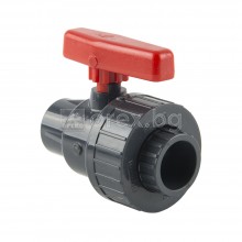 ПВЦ(PVC) Сферичен кран с два холендъра Ø50, PN16, MEGA