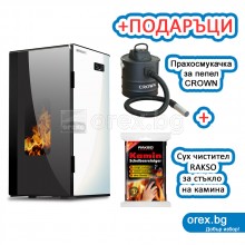 Пелетна Камина BURNiT Vision 4G - 25kW, с водна риза 21.5kW - БЯЛ ЛЕБЕД (гланц)